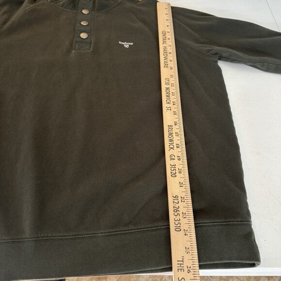 Barbour Men's Half-Snap Pullover Sweatshirt Sz XXL Green Cotton Logo Mock Neck - Picture 9 of 10